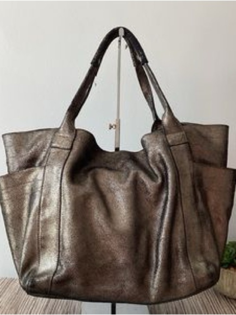 Metallic Bronze Hobo Tote Bag for Women